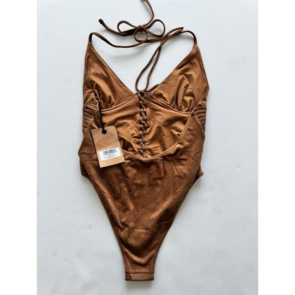 Frankies Bikinis x BELLA HADID Barrel Suede One Piece Swimsuit Large - Picture 3 of 3